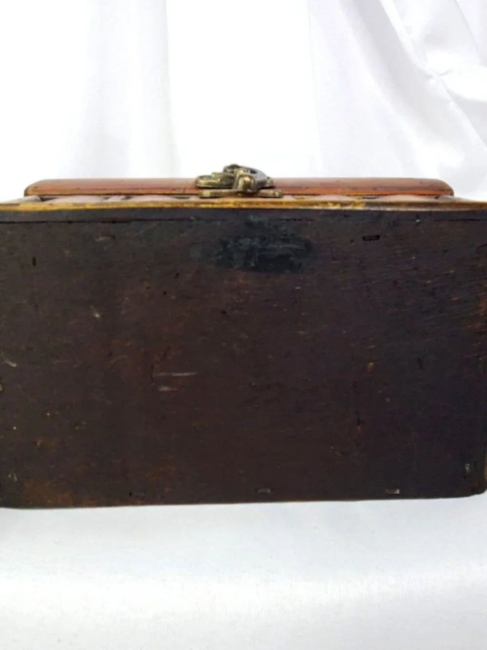 VTG Split Bamboo & Wood Jewelry Trinket Box Treasure Chest Hinged Lid Clasp